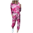 thumbnail image 1 of Scyoekwg Womens 2 Piece Sweatsuit Sets Fall Outfits Long Sleeve Sweatshirt Drawstring Sweatpant Matching Outfits Fashion Two Piece Set Tie Dyed Casual Lounge Set (Hot Pink,XXXXXL), 1 of 5