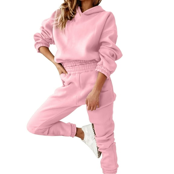 Scyoekwg Womens 2 Piece Sweatsuit Sets Fall Outfits Long Sleeve Sweatshirt Jogger Sweatpant Fashion Casual Matching Outfits Sweatsuit Tracksuit (Pink,S)