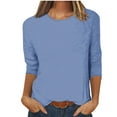 thumbnail image 1 of Scyoekwg Womens 3/4 Sleeve T Shirts Cewneck Three Quarter Length Sleeve Blouse Lightweight Solid Color Vintage Fall Clothes Casual Loose Blouses, 1 of 5