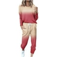 thumbnail image 1 of Scyoekwg Womens Athletic Sets Crewneck Long Sleeve Tops Drawstring Jogger Pants Workout Outfits Casual Fashion Loose Gradient Color Fall Outfits Matching Sets (Hot Pink,XXXXL), 1 of 5