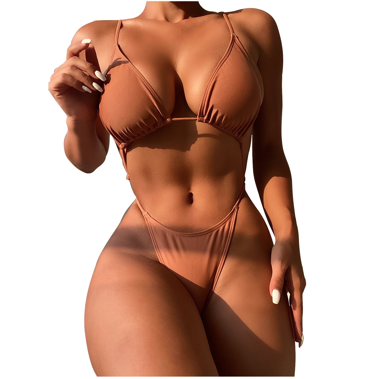 Scyoekwg Womens Bathing Suits Bikini Set Clearance Tankini Top Beach  Swimsuits Summer Solid Two Piece Fashion Bikini Sets Sexy Swimming Bathing  Adult ...