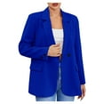 thumbnail image 1 of Scyoekwg Womens Blazers for Work Casual Button Lapel Blazer with Pocket Business Lightweight Solid Color Trendy Offices Work Suit Fall Coats Long Sleeve Coats(Blue,S), 1 of 5