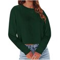 thumbnail image 1 of Scyoekwg Womens Blouses Dressy Casual Crew Neck Basic Short Tops Solid Color Loose Long Sleeve T Shirts Lightweight Fall Tops Trendy Pullover (Army Green,S), 1 of 3