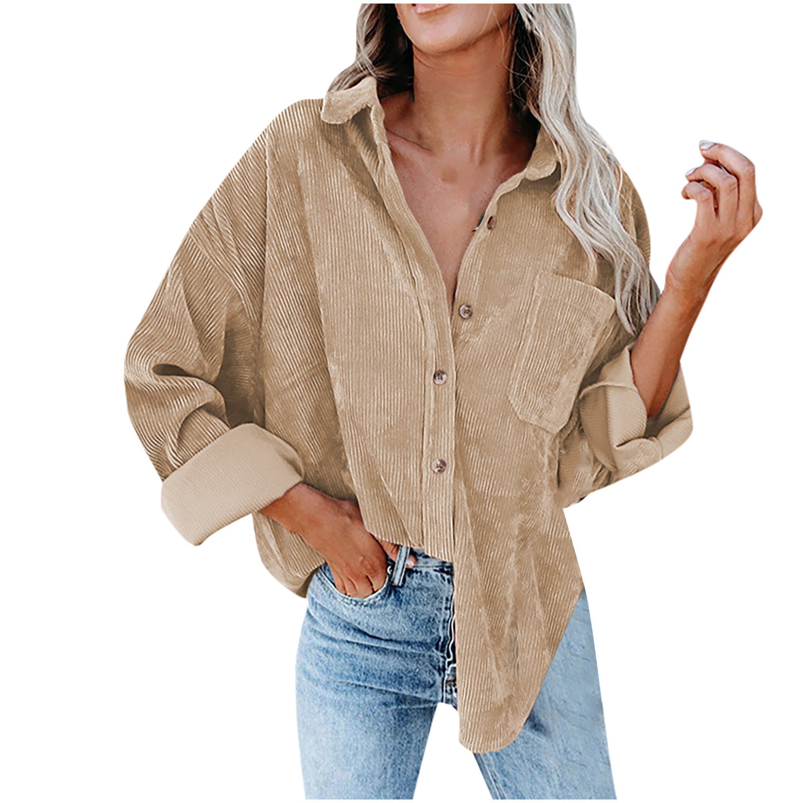 Scyoekwg Dressy Tops for Women Fall Fashion Comfy Fall Tunic Top Shirts  Button Shirts V Neck Lapel Classic Solid Color Long Sleeve Blouses  Lightweight