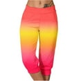 thumbnail image 1 of Scyoekwg Womens Capris Lightweight Mid Waist Capris Joggers Workout Athletic Yoga Pants Summer Casual Comfy Loose Gradient Color Trendy Ladies Capris Pants (Red,XXL), 1 of 6