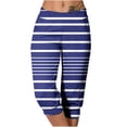 thumbnail image 1 of Scyoekwg Womens Capris for Summer Mid Waist Lightweight Capris Joggers Workout Athletic Yoga Pants Casual Striped Print Trendy Ladies Capris Summer Comfy Loose Pants (Blue,XXL), 1 of 6