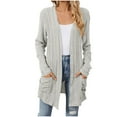 thumbnail image 1 of Scyoekwg Womens Cardigans with Pockets Open Front Brushed Stripe Cardigan Coat Fall Coats Trendy Casual Solid Color Lightweight Long Sleeve Loose Cardigan(Gray,L), 1 of 4