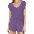 thumbnail image 1 of Scyoekwg Womens Casual 2 Piece Outfits Sleeveless Round Neck Tops Shorts Casual Loose Tracksuit Solid Color Sweatsuits Sets Trendy Matching Sets (Purple,XL), 1 of 7