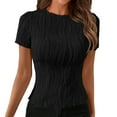 thumbnail image 1 of Scyoekwg Womens Casual Short Sleeve Tops Round Neck Tshirt Solid Color Loose Trendy Lightweight Blouses (Black,XXL), 1 of 6