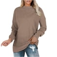 thumbnail image 1 of Scyoekwg Womens Casual Sweatshirt Loose Long Sleeve Tops Round Neck Sweatshirt Solid Color Trendy Fall Sweatshirt Pullover Clearance Brown XL, 1 of 8
