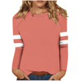 thumbnail image 1 of Scyoekwg Womens Clothes Long Sleece Loose Dressy Casual Round Neck Raglan Sleeves Tunic Tops Stitching Graphic Tops Long Sleeve Trendy Y2k Clothes Pullover Tops(Watermelon Red,L), 1 of 5