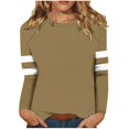 thumbnail image 1 of Scyoekwg Womens Clothes Long Sleece Loose Dressy Casual Round Neck Raglan Sleeves Tunic Tops Stitching Graphic Tops Long Sleeve Trendy Y2k Clothes Pullover Tops(Khaki,XXXL), 1 of 5
