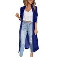 thumbnail image 1 of Scyoekwg Womens Coats And Jackets Trendy Loose Solid Color Jacket Casual Coat Long Sleeve Velvet Trench Coat Long Cardigan Jacket (Blue,L), 1 of 1