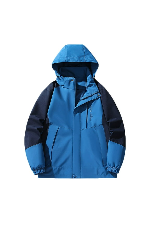 Womens Coats Zipper Hooded Single-Layer Charge Coat Outdoor Mountaineering Jacket Casual Solid Color Loose Long Sleeve Outerwear (Blue,XXXXXL)