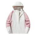 thumbnail image 1 of Scyoekwg Womens Coats Zipper Outdoor Single-Layer Charge Coat Hooded Sports Mountaineering Suit Coat Casual Color Block Long Sleeve Loose Outerwear (Pink,XXXL), 1 of 2