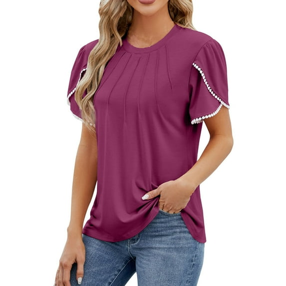 Scyoekwg Womens Short Sleeve Shirts Loose Comfy Clothes Shirt Ladies Blouses Dressy Casual Women's Shirts Casual Short Sleeve Tops Womens Summer Fashion