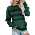 thumbnail image 1 of Scyoekwg Womens Crewneck Sweatshirt Dressy Casual Long Sleeve Loose Color Block Graphic Sweatshirt Fall Winter Clothes Trendy Pullover Tops Pullover(Green,M), 1 of 6