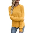 thumbnail image 1 of Scyoekwg Womens Fall Sweaters Knitted Sweater Hooded Sweater Fall Winter Clothes Warm Casual Solid Color Long Sleeve Pullover Sweaters(Yellow,XL), 1 of 7