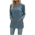 thumbnail image 1 of Scyoekwg Womens Fall Tops Dressy Casual Cewneck Ribbed Knitted Sweater Jumper Tops Loose Solid Color Long Sleeve Tops Fall Clothes Vintage Comfy Lightweight Blouses, 1 of 7