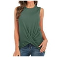 thumbnail image 1 of Scyoekwg Womens Fashion Summer Tops Sleeveless Tank Tops Sling Crewneck Loose Solid Color Casual Dressy Blouse Suspenders Blouses (Green,L), 1 of 5