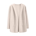 thumbnail image 1 of Scyoekwg Womens Hooded Cardigan Sweaters Coats Fall Fashion Open Front Knit Sweater Cardigan Long Sleeve Warm Coats Outerwear (Beige,Free Size), 1 of 6