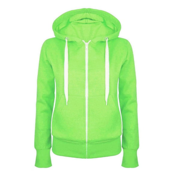 Scyoekwg Womens Hoodie Zipper Fleece Jacket Solid Color Long Sleeve Hooded Drawstring Sweatshirt Coat Fall Winter Fashion Casual Jacket with Pockets Hoodies for Teen Girls Mint Green L