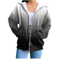 thumbnail image 1 of Scyoekwg Womens Hoodies Coats Zipper Drawstring Hooded Sweatshirt Jackets Loose Casual Long Sleeve Gradient Color Fashion Coats (Gray,M), 1 of 4