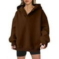 thumbnail image 1 of Scyoekwg Womens Hoodies Drop Shoulder Sleeve Oversized Sweatshirt Casual Fall Sweatshirt Loose Long Sleeve Solid Color Pullover (Brown,XXL), 1 of 8