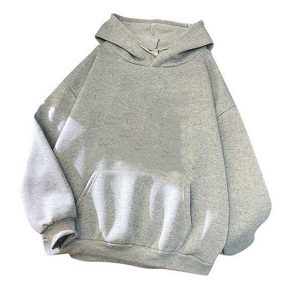 Scyoekwg Womens Hoodies Fleece Sweatshirts Hooded with Pocket Long Sleeve Dressy Casual Blouse Tops for Women Trendy Loose Solid Color Pullover (Gray,XXXL)