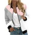 thumbnail image 1 of Scyoekwg Womens Jacket Fall Coats Trendy Casual Color Block Splicing Stand Collar Zipper Jacket Loose Lightweight Long Sleeve Outerwear(Pink,XXL), 1 of 5