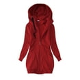 thumbnail image 1 of Scyoekwg Womens Jackets And Coats Loose Trendy Casual Coat Long Sleeve Solid Color Jacket Zipper Hooded Jackets (Red,M), 1 of 6