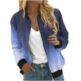 thumbnail image 1 of Scyoekwg Womens Jackets Loose Trendy Gradient Color Zipper Stand Collar Jacket Lightweight Long Sleeve Fall Coats Casual Outerwear(Dark Blue,L), 1 of 5