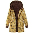 thumbnail image 1 of Scyoekwg Womens Jackets Winter Casual Loose Trendy Ethnic Print Jacket Long Sleeve Coat Winter Warm Coat Plush Jacket Pocket Button Hooded Coat (#B01=Yellow,M), 1 of 6