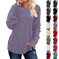 thumbnail image 1 of Scyoekwg Womens Kint Tops Fall Fashion Womens Long Sweaters Dressy Casual Crewneck Hem Side Slit Knit Sweaters Long Sleeve Tunic Shirts Loose Comfy Pullover Winter Clothing (Army Green,Small), 1 of 7