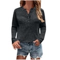 thumbnail image 1 of Scyoekwg Womens Knit Tops Long Sleeve Knit Sweaters Womens Trendy Tops 2025 Button V Neck Casual Loose Sweaters Pullover (Black,XXXL), 1 of 6