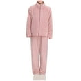 thumbnail image 1 of Scyoekwg Womens Lamb Wool 2 Piece Pajamas Sets Zipper Plush Loungewear Matching Set Casual Loose Solid Color Jacket and Pants Two Piece Matching Set (Pink,XL), 1 of 5