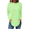 thumbnail image 1 of Scyoekwg Womens Lghtweight Casual Dressy Blouses Classic Solid Color Crew Neck Long Sleeve Tshirt Loose Comfy Basic Tops Pullover (Green,L), 1 of 1