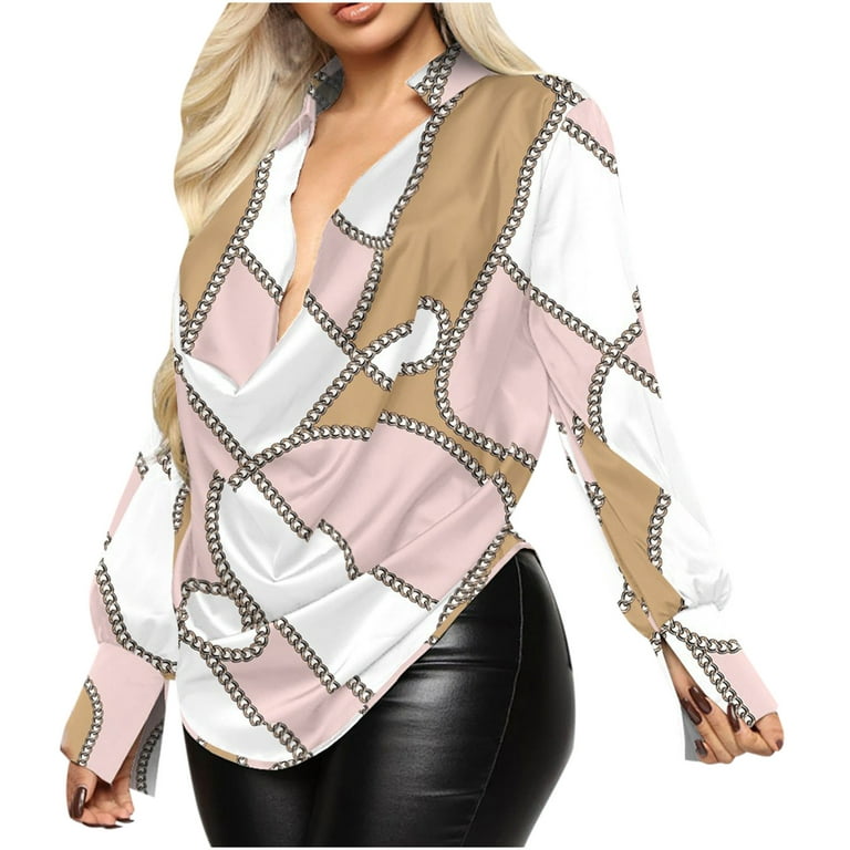 Scyoekwg Womens Long Sleeve Sweatshirts Fall Fall Tops Casual Loose Fit  Blouses V Neck Tunic Tops Pullover Ladies Tops Pattern Printed Lightweight