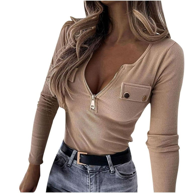 Scyoekwg Womens Long Sleeve Tops Womens Fall Tops Classic Solid Color Loose  Fit Blouses V Neck Fall Pullover Long Sleeve Dressy Casual Tops Tunic 2022