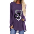 thumbnail image 1 of Scyoekwg Womens Long Sleeve Tunic Tops To Wear with Leggings Dressy Casual Tops Round Neck long Tops Lightweight Oversized Loose Blouse Valentine's Day Heart Print Shirts (#C01= Purple) XXL, 1 of 4