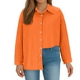 thumbnail image 1 of Scyoekwg Womens Long Sleeve Tunics Lapel Button Up Shirt Loose Fall Clothes Solid Color Fashion Dressy Casual Blouses Vintage Blouses(Orange,XL), 1 of 6