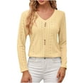 thumbnail image 1 of Scyoekwg Womens Long Sleeve Tunics Clearance Trendy Womens Clothes V-Neck Button Elegant Eyelet Shirts Vintage Fall Clothes Loose Lightweight Casual Solid Color Pullover, 1 of 7