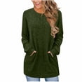 thumbnail image 1 of Scyoekwg Womens Long Sweaters Fall Fashion Dressy Casual Long Sleeve Top for Women Crewneck Tunic Knit Sweaters Loose Fit Pullover With Pockets (Z_Army Green,S), 1 of 5