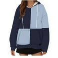 thumbnail image 1 of Scyoekwg Womens Oversized Sweatshirt Drawstring Hoodie with Pocket Long Sleeve Pullover Casual Color Block Patchwork Fall Sweatshirt Loose Pullover(Navy,XXXXXL), 1 of 5