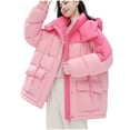thumbnail image 1 of Scyoekwg Womens Puffer Jacket Mid-Length Padded Warm Winter Hooded Coat Long Sleeve Casual Outerwear with Pockets (Pink,L), 1 of 4