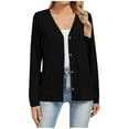 thumbnail image 1 of Scyoekwg Womens Ribbed Cardigan Casual Long Sleeve Open Front Button Textured Coats Fall Sweaters V Neck Outwear (Black,M), 1 of 5