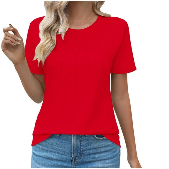Scyoekwg Womens Short Sleeve Tops Womens Summer Fashion Comfy Clothes Trendy Ladies Blouses Dressy Casual Womens Going Out Outfits Short Sleeve Tops Loose