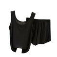 thumbnail image 1 of Scyoekwg Womens Sets 2 Piece Outfits Summer Thin Loose Strap Solid Color Sleeveless Tank Tops Shorts Casual Two Piece Set (Black,XXL), 1 of 4