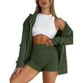 thumbnail image 1 of Scyoekwg Womens Sets 2 Piece Outfits Sweatsuit Fall Outfits Zipper Long Sleeve Coat Shorts Fashion Matching Outfits Casual Two Piece Set Sweatsuit Tracksuit (Army Green,XXL), 1 of 6