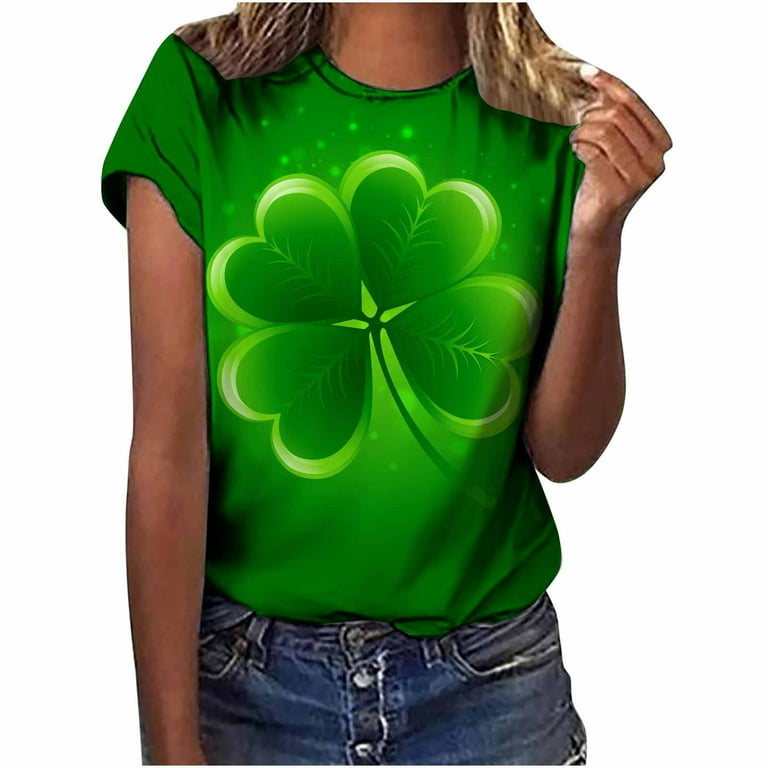 Scyoekwg Womens Shirts Dressy Casual St. Patrick's Day T-Shirt Graphic T  Shirt Crewneck Tops Loose Fit Shirts Trendy Holiday Tops St. Patrick's Day  Print Shirt Casual Green XXL 